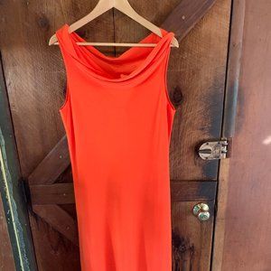 Orange Shimmery Cowl-neck Maxi Sheath